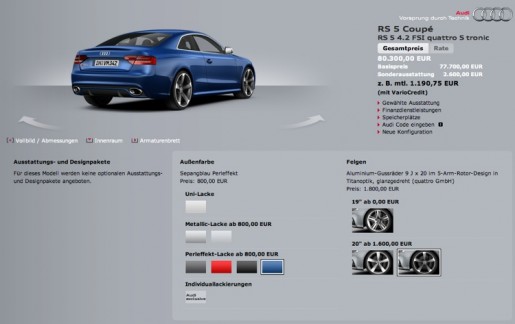 Audi RS5 Configurator