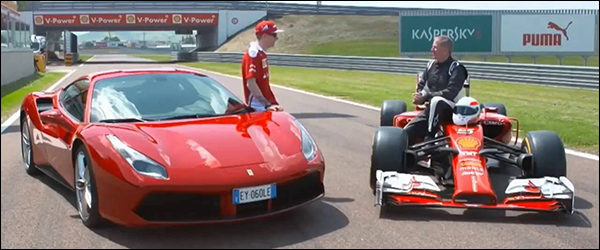 Video: Ferrari F14T vs Ferrari 488 [Kimi Raikkonen vs Martin Brundle]
