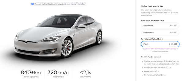 Officieel: Tesla Model S Plaid (2020)